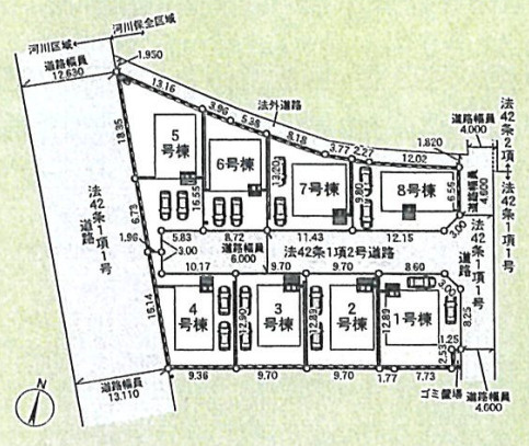 茅ヶ崎市柳島第11　新築戸建　全8棟5号棟の区画図