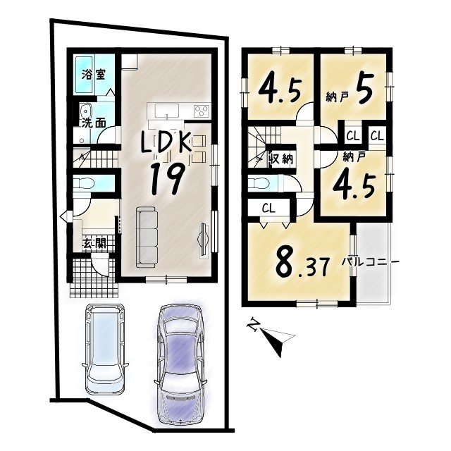 奥海印寺門ノ町　１号地の間取り
