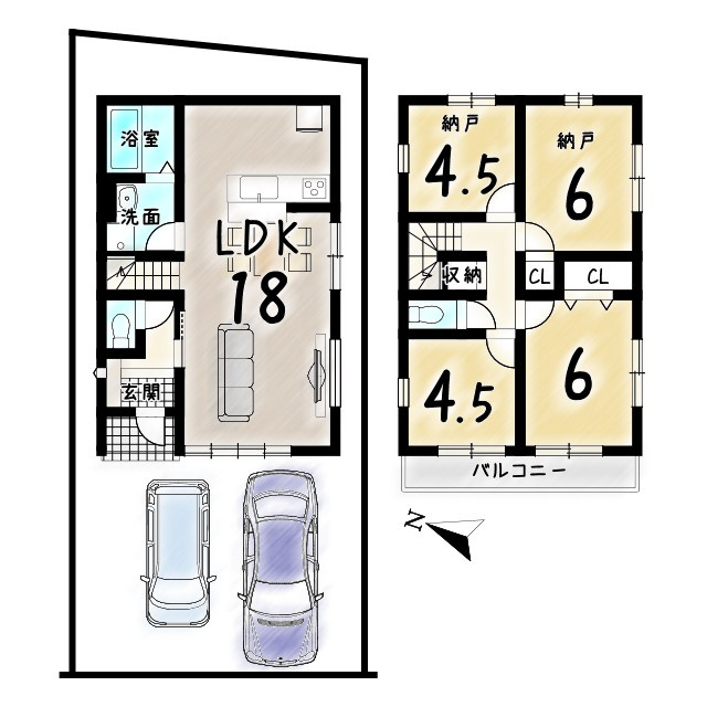 奥海印寺門ノ町　２号地の間取り
