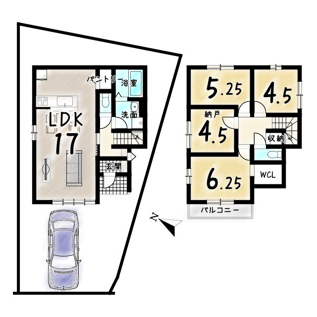 奥海印寺門ノ町　3号地の間取り