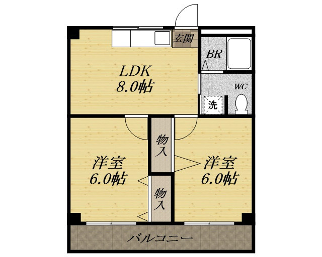 宝塚市栄町１丁目の賃貸マンションの間取り