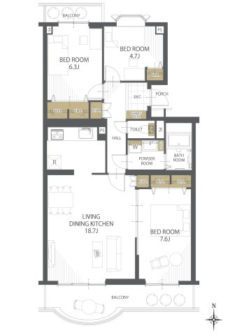 【間取り】神宮東パークハイツ４号棟 