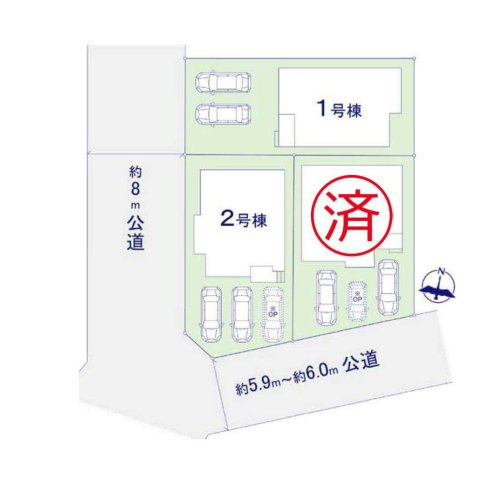 大野城市畑ケ坂第1-3棟（2号棟）　の区画図|配置図（2号棟）