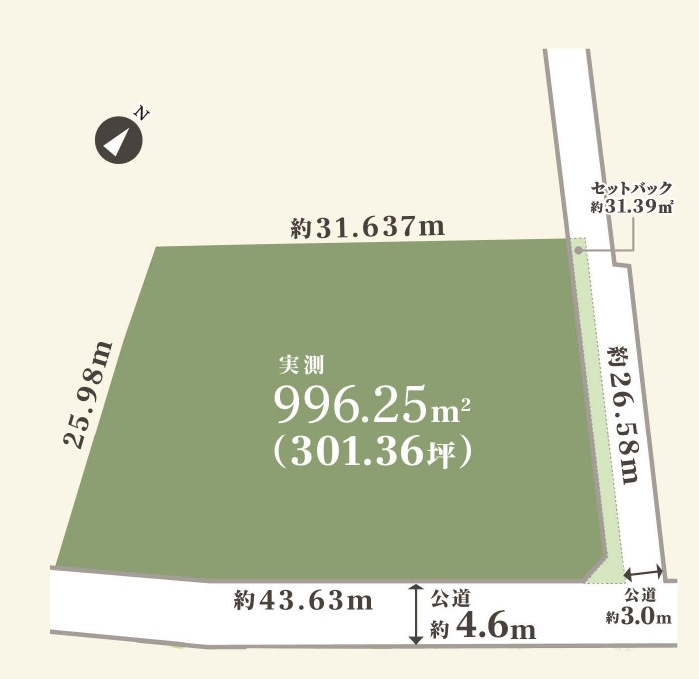 敷地面積301坪！　売地　川越市笠幡　1期