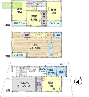 【間取り】 | リビング20帖　中古戸建　市川市稲荷木2　中古戸建