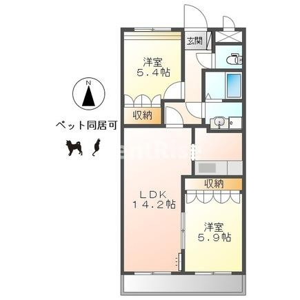ペティハウス・ロベリアの間取り|間取図
