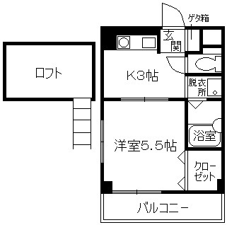 加古川市平岡町高畑の賃貸マンションの間取り|ロフト付きのお部屋