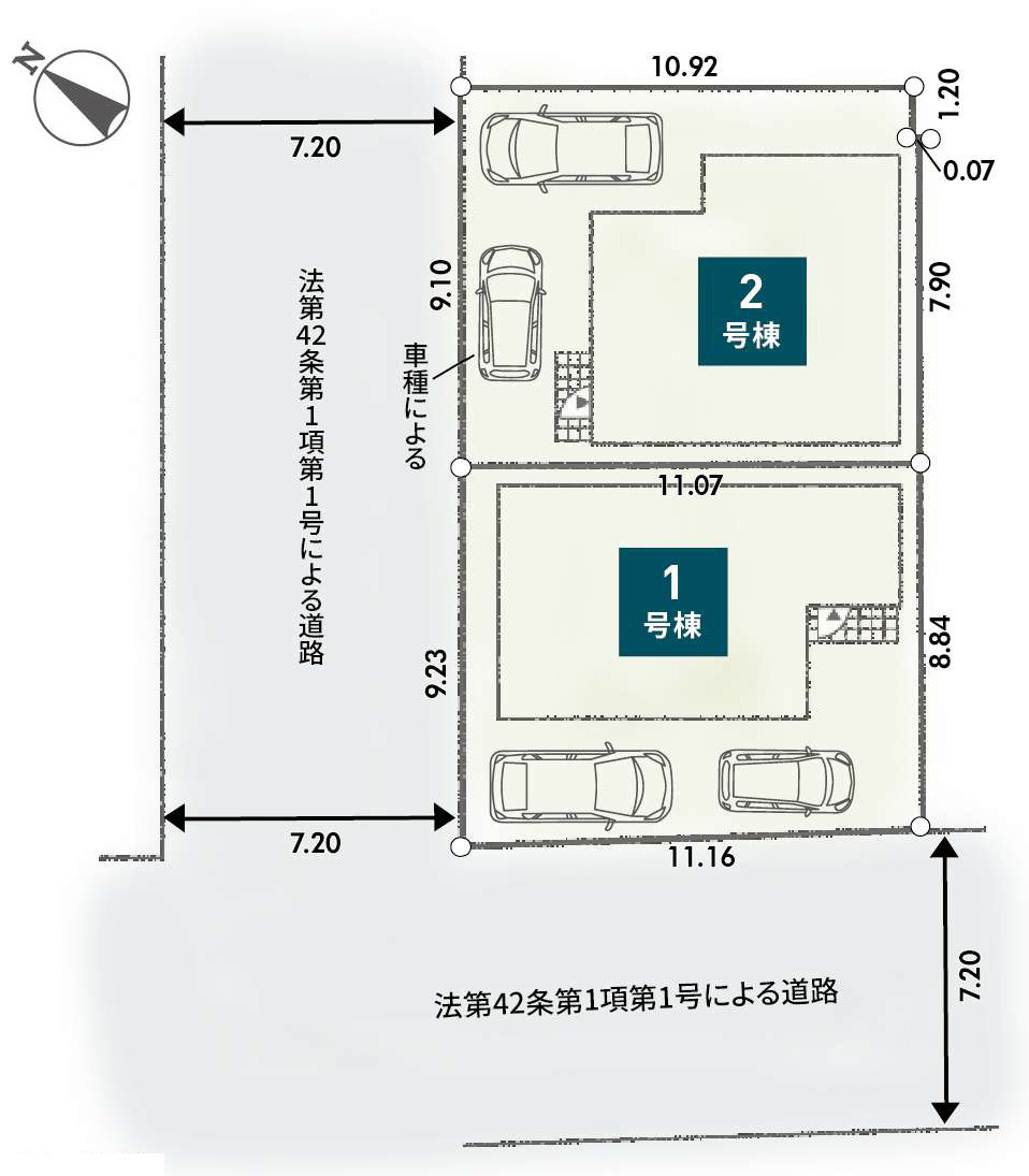 平塚市第1諏訪町　新築戸建　全2棟2号棟の区画図