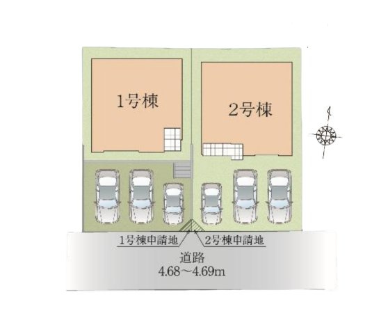 福岡市東区八田3丁目第3-2棟（1号棟）　の区画図|配置図（1号棟）