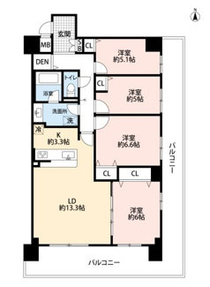 【間取り】 | パームズコート茨木パークホームズA棟