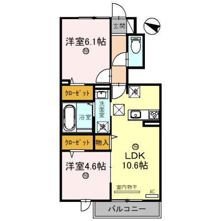 明石市魚住町金ケ崎のアパートの間取り