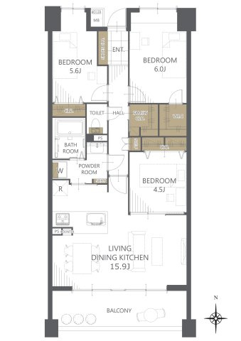 【間取り】ヒルトップコートジェームス山 