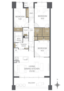 【間取り】ヒルトップコートジェームス山 
