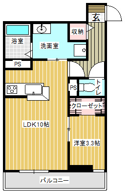 新潟市中央区幸町のアパートの間取り