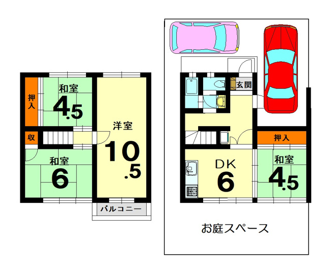 【間取り】 | 大枝西新林町三丁目テラスハウス | 建延 76.12㎡