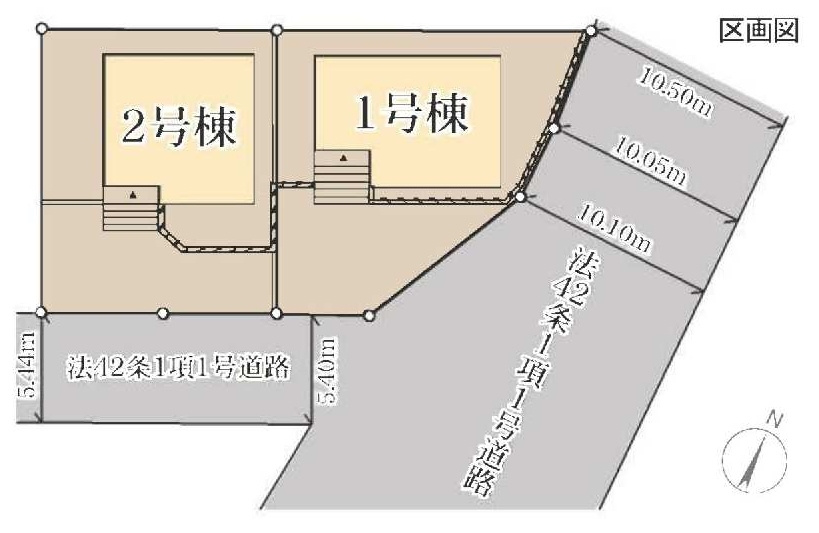 【横浜市旭区市沢町885-41全2棟新築戸建て】★仲介手数料無料★（市沢小学校・左近山中学校）の区画図