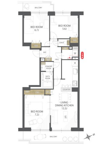 【間取り】コープ野村バードウッド鶴見２番館 