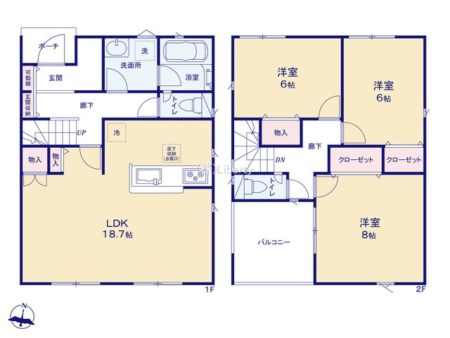 つくば市安食第1　新築戸建　1号棟の間取り