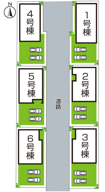 天理市指柳町　第2期　新築一戸建ての区画図|全6区画