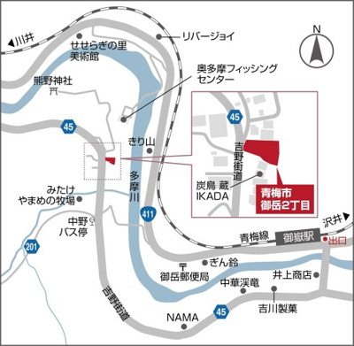 【地図】 | 青梅市御岳　第１種低層住居専用地域　売地