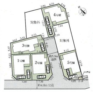 【区画図】 | 綾瀬市落合南4丁目  3号棟 4期 | ※最終1棟　3号棟　南東側約5ｍ私道（持分あり）　駐車1台（車種によります）