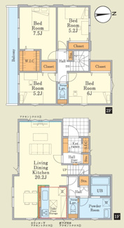 【間取り】 | 【仲介手数料無料！！】日野市石田1丁目　新築戸建て（全2棟）2号棟　5899万円 | 2号棟