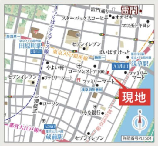 シーズンフラッツ浅草の地図