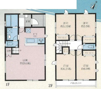 【間取り】 | 厚木市棚沢  1号棟 2期 | 太陽光パネル搭載　二部屋から行き来できる南向きバルコニー　Ｗロックカードキー　浴室乾燥機+窓　1階掃出し窓シャッター付　リビング収納　各居室収納