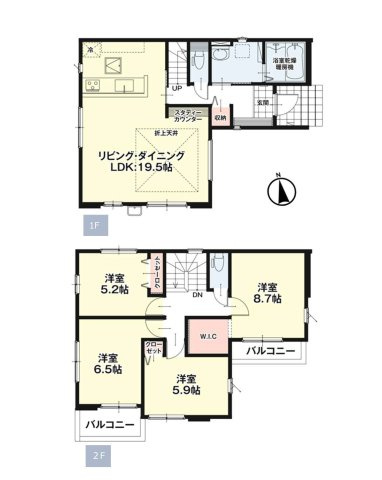 古賀市花見東3丁目第3-2棟（2号棟）　の間取り|全居室収納付きで便利です。
