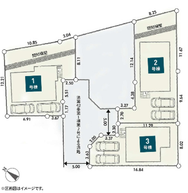 福生市福生全3棟　新築分譲の区画図