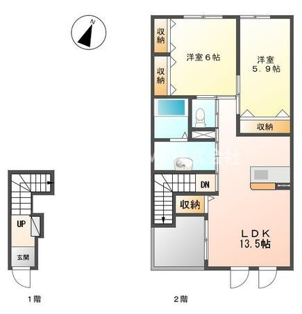 アジュールⅡの間取り|イオン和田山など商業施設が徒歩近く◎オール電化◇