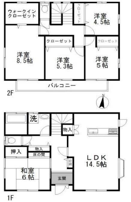 土浦市港町３丁目　中古戸建の間取り