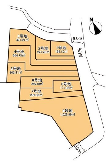 草津市岡本町9号地　建築条件無し売土地