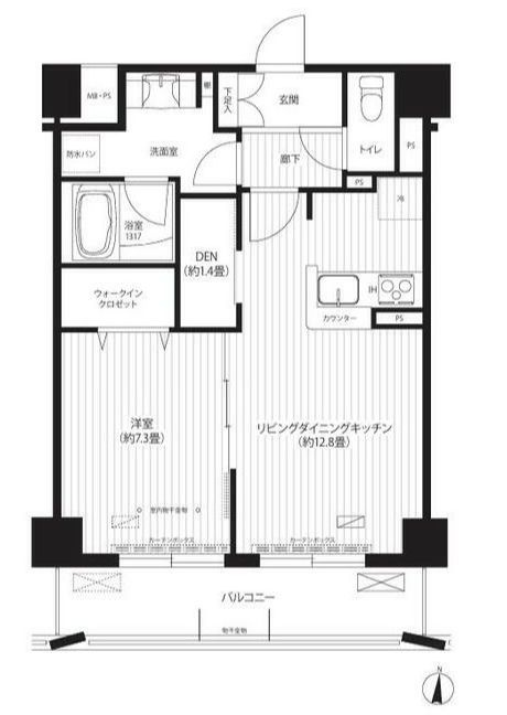 さいたま市浦和区常盤９丁目の賃貸マンションの間取り