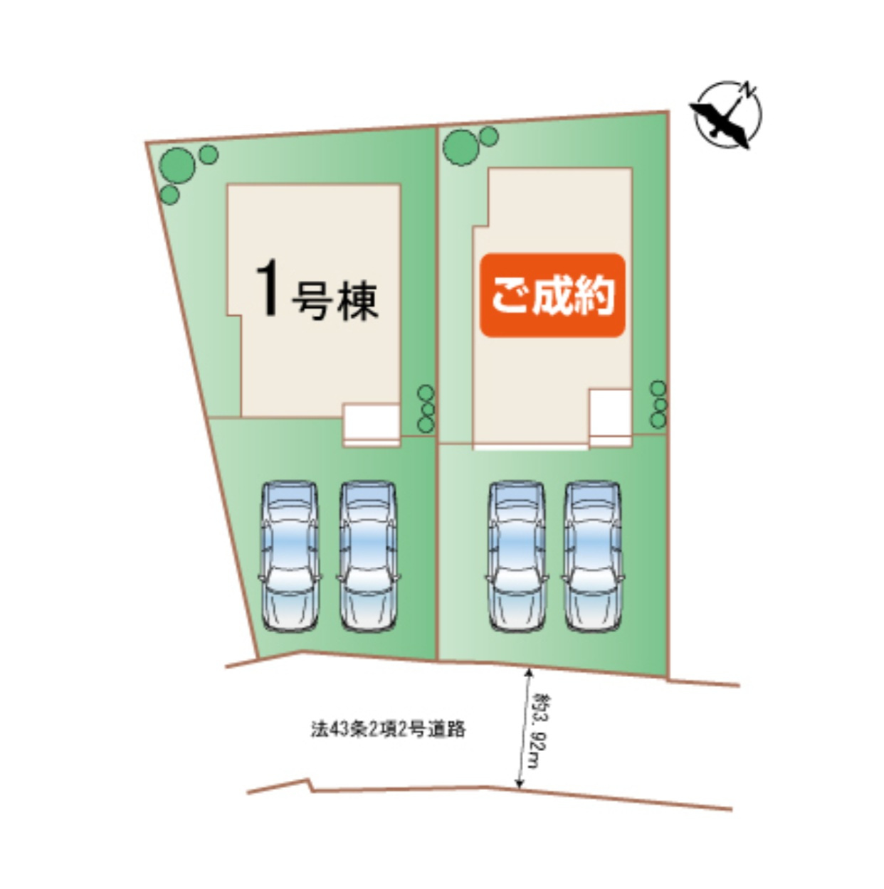 福岡市東区三苫6丁目第1-2棟（1号棟）の区画図|配置図（1号棟）