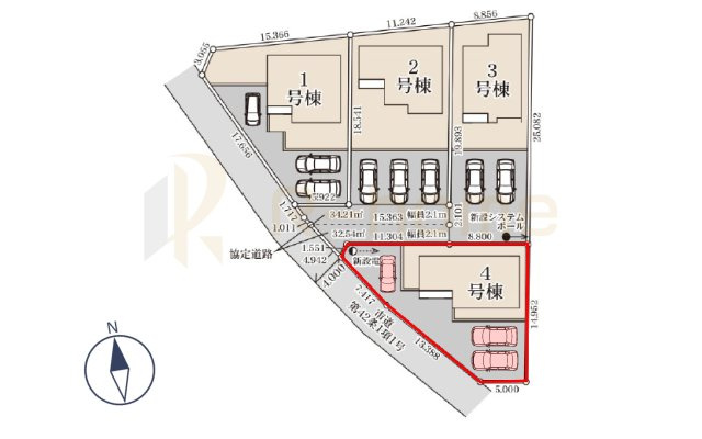古河市鴻巣第6　新築戸建て　4号棟の区画図|大きなお買い物だからこそ、メリット・デメリットを伝えさせて頂きます。
R-homeにお任せください♪
