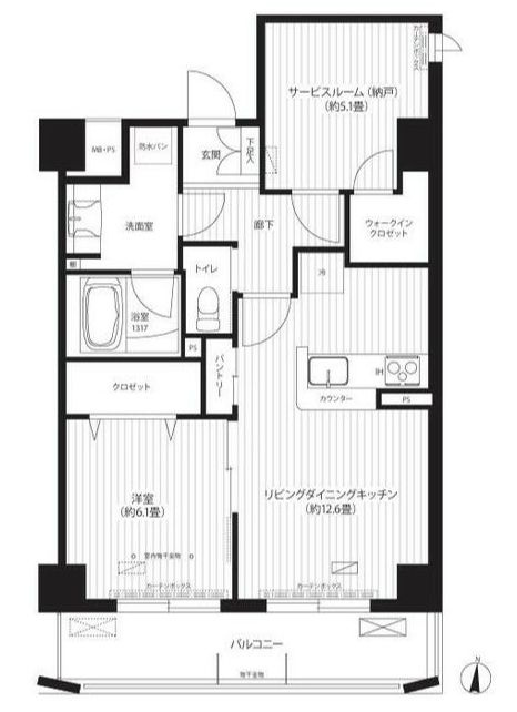 さいたま市浦和区常盤９丁目の賃貸マンションの間取り