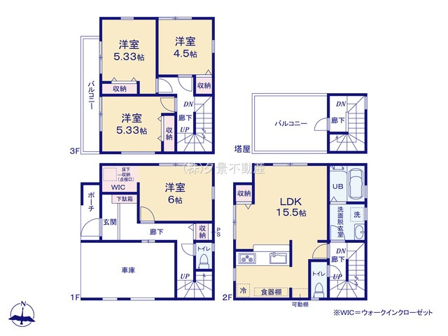 《仲介手数料無料》南区鹿手袋１丁目15-8(全1戸)新築一戸建てリーブルガーデンの間取り