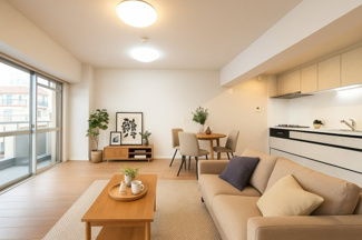 【居間・リビング】 | 【上質リノベ】ポレスター舟入 | 【約13.4帖LDK】
デザインリフォームされた室内は
良い雰囲気になっております。
リノベーションで付加価値をプラスし、
ただの『住まい』ではなく『癒しのある空間』
に仕上がっております♪