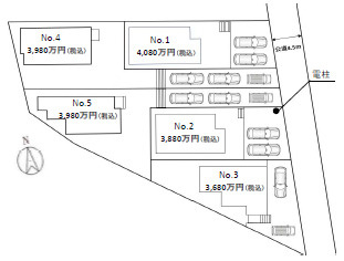 伊勢原市沼目4丁目　新築戸建　全5棟3号棟の区画図
