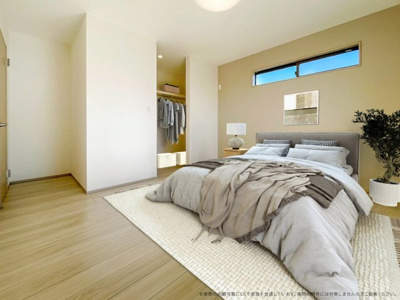 【寝室】 | 【主寝室　CG家具設置イメージ】
※画像に含まれる家具家電はCGで作成したイメージです。実際の物件には付帯しません。