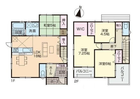 糸島市篠原西1丁目第2-2棟（2号棟）　の間取り|全居室収納付きで便利です。