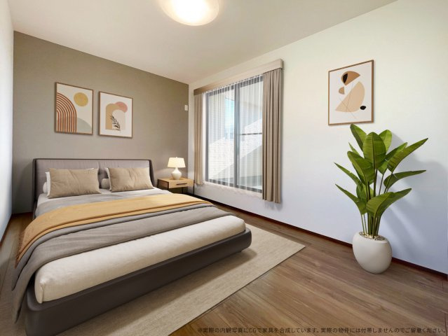 【寝室】 | 【主寝室　CG家具設置イメージ】
※画像に含まれる家具家電はCGで作成したイメージです。実際の物件には付帯しません。