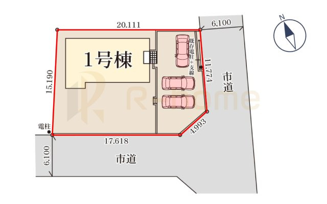 小美玉市先後第2　新築戸建て　1号棟の区画図|大きなお買い物だからこそ、メリット・デメリットを伝えさせて頂きます。
R-homeにお任せください♪