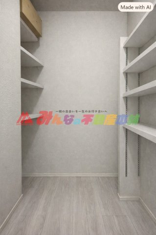 サンリヤン西鉄久留米ステーションプレミアムの玄関|シューズクローク（AI処理画像です。家財等を消去しております。）