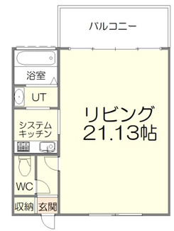 【間取り】 | ルシオン小樽 | まるでカフェリビングのような21帖のひろびろ空間。
