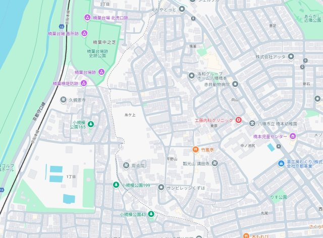 八幡市橋本平野山　第8期　新築一戸建ての地図