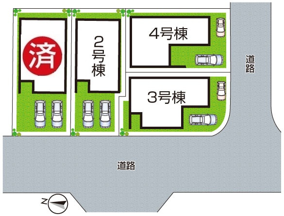 八幡市橋本平野山　第8期　新築一戸建ての区画図|全4区画