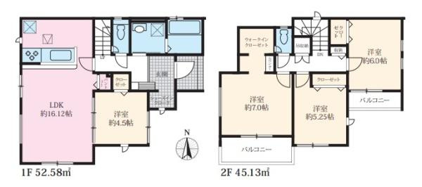 天理市永原町の新築一戸建の間取り|■広々したリビング１６帖・4ＬＤＫの間取り！大容量の収納など、ご家族のお住まいにピッタリです！