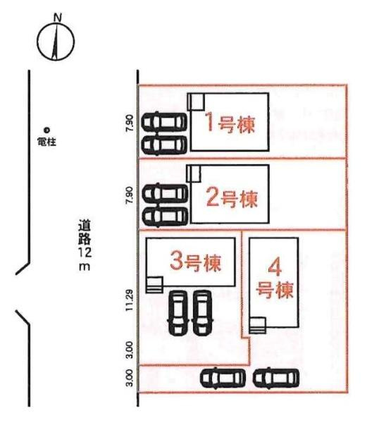 蒲郡市形原町第10　全4棟・1号棟の区画図
